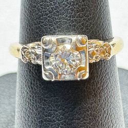 14k two tone diamond engagement ring