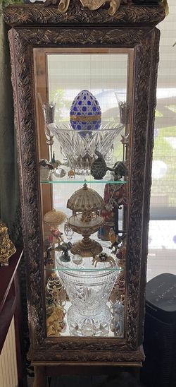 65” Antique Gold Display Cabinet For Your Collectibles Beautiful