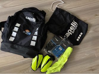 SC Del Sol Soccer Gear Bundle – Backpack, Shin Guards, New Socks & Accessories