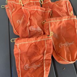 7 orange Crown Royal Peach drawstring bags