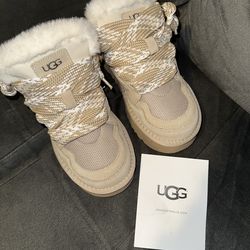 UGG LOWMEL SAN Women's Beige Mesh Sneakers Lace Up Cushioned Comfort Low Top