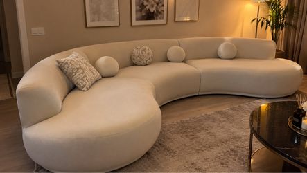 Modern Cream curved Velvet Sectional sofa
