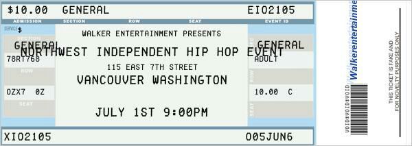 Tickets to northwest independent hiphop event