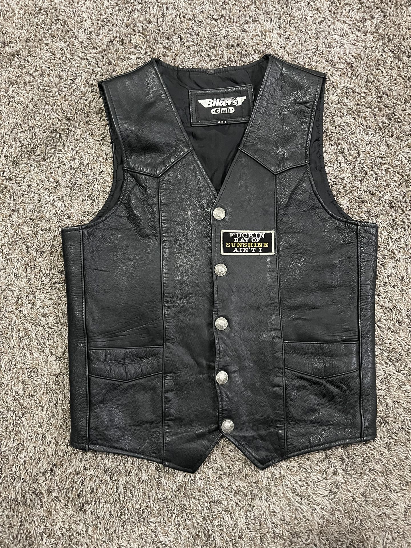 Bikers club man’s biker vest with Buffalo nickel snaps