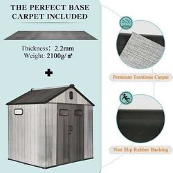 DOMI New in Box Outdoor Resin Storage Shed 8x6FT Lockable Door Windows & Vents Plastic Tool Storage