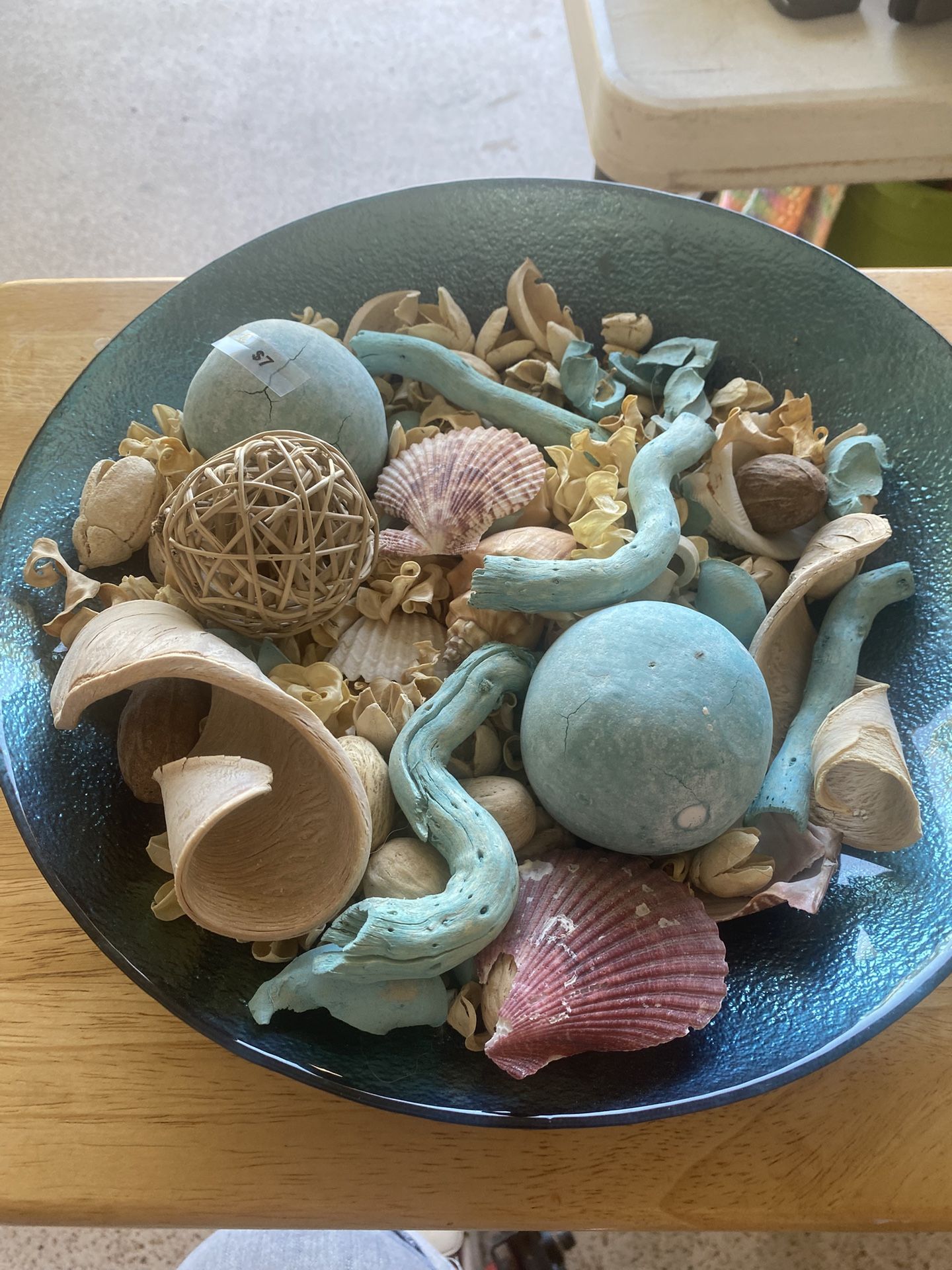 Coastal Blue round Bowl W/ Contents