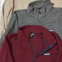 Men’s Patagonia XL Wool Blend 1/4 Zip Cream/Gray/Red