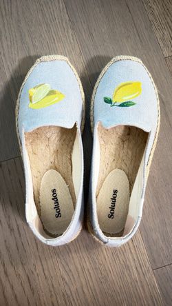 Soludos Lemon Embroidered Espadrilles – Light Blue
