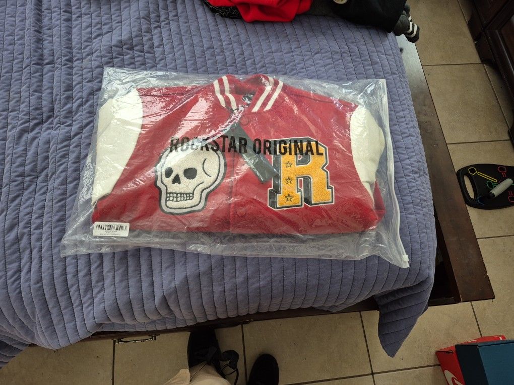 Rockstar Original Red Skull Varsity Jacket NEW w/ tags streetwear”