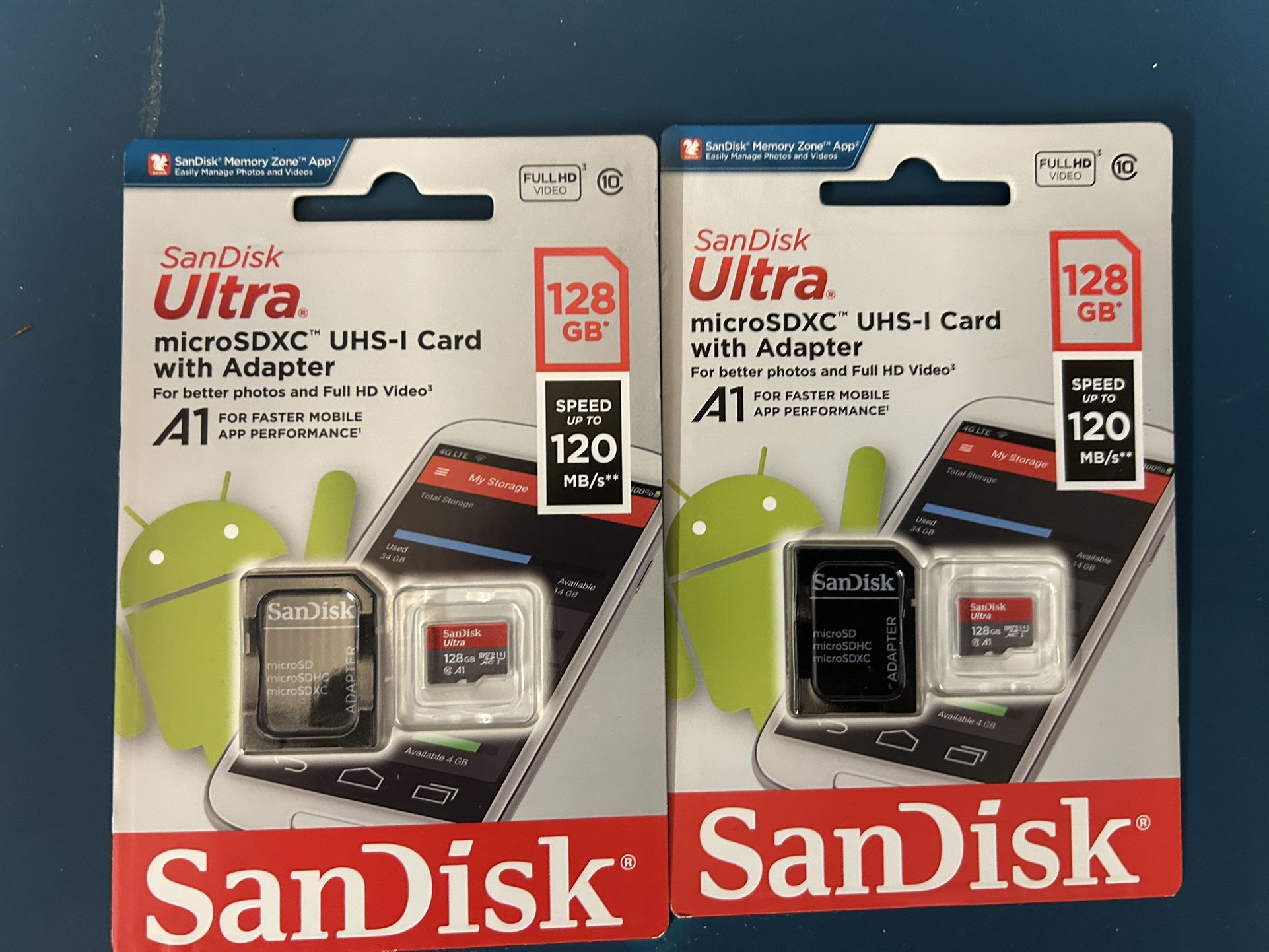 2 SanDisk Ultra 128GB microSDXC UHS-I Cards w/ Adapter – New & Sealed