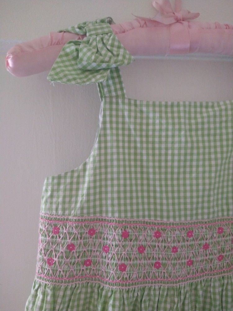 100% Cotton Gingham Dress With Embroidery And Smocking Easter Sunday Dress Girls Size 9
