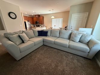 Large Beige L-Shaped Sectional Sofa
