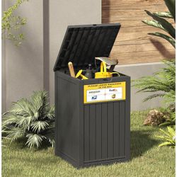 NEW-Package Delivery Box for Outside with Sign, 48 Gallon Storage with Lockable Secure, Large Double Wall Resin Outdoor Package Delivery Waterproof