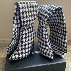 Houndstooth Knee high Boots 