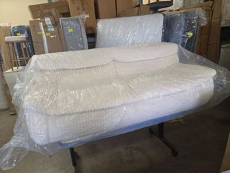 80 inch memory foam corda roy couch in cream  color