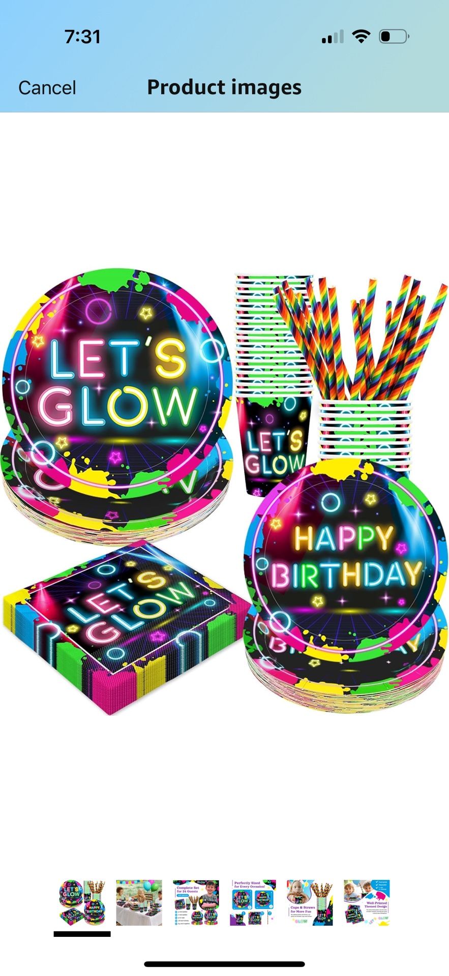 Glow Neon Birthday Party Supplies,