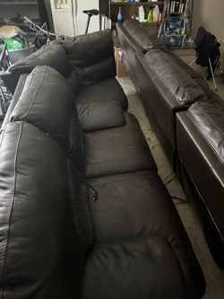 Dark Brown Leather Reclining Sofa Set