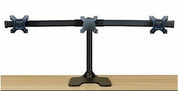 New EZM Deluxe Triple Monitor Mount Stand w/ Grommet Mount Option