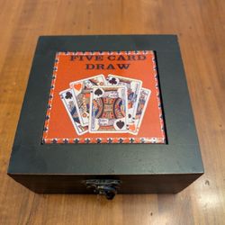 Hinged Wooden Trinket Box Poker Fans