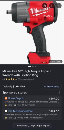 Milwaukee 1/2” high torque impact