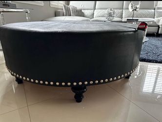 Table/Ottoman Leather Brown Black
