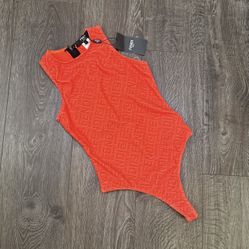 New Fendi X Skims Orange Bodysuit