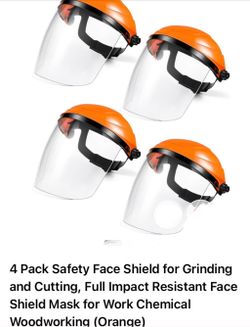 4 Pack Safety Face Shield for Grinding and Cutting, Full Impact Resistant Face Shield MaskOrange)