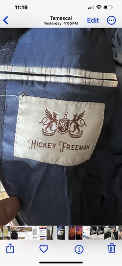 Hickey Freeman Suit Jacket Mens  Canterbury Blazer Blue Plaid Wool Two Button Preowned