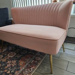 Pink Velvet Loveseat