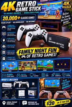 4K RETRO GAME STICK — 20,000+ GAMES!