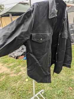 Vintage Atlantic Beach leather and coat works size medium black shacket
