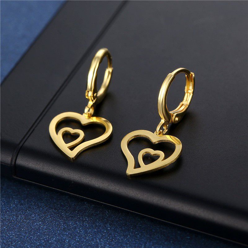 "Simple Heart Stainless Steel Earrings for Women, 55EGL1230
 