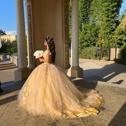 Gold And Champagne Quinceañera/sweet 16 Dress
