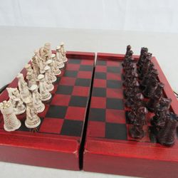 Chinese Quing Dynasty Vintage Travel Chess Set Dragon Design Board
