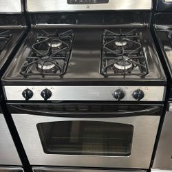 GE four burner gas stove, stainless steel