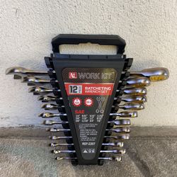 12 PCS- SAE Ratcheting Wrench Set,
