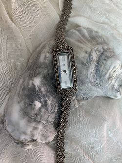 Pure Silver Vintage Womens watch With Gemstones 