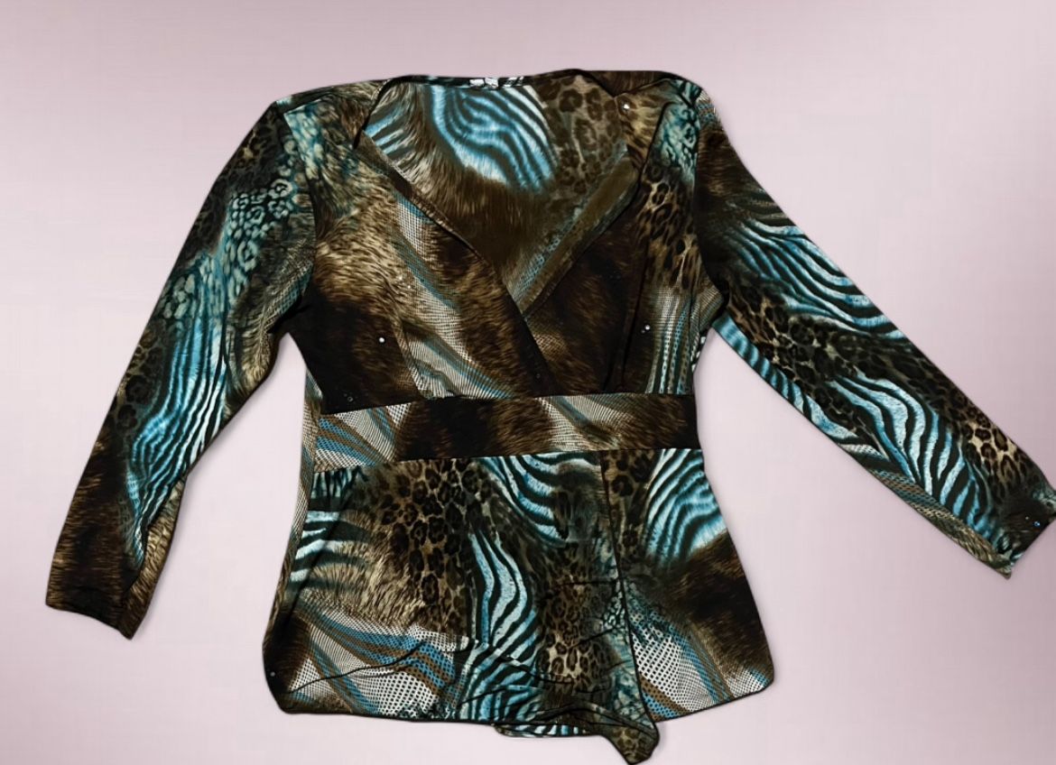 Y2K Long Sleeve Animal Print Blouse