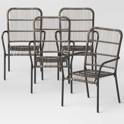 Latigo 4pk Stackable Patio Dining Chair Gray