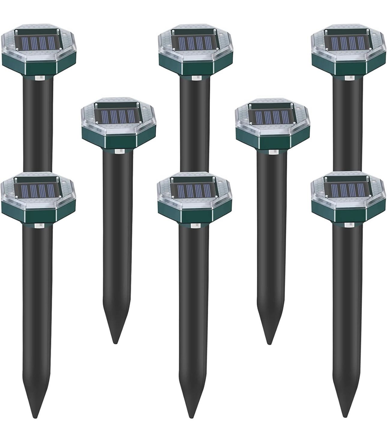 Mole Repellent Solar Powered 8 Pack Ultrasonic Sonic Repellent