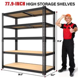 SAMRELAX 5-Tier Garage Rack Light Duty Storage Shelves 78"x39"x16" Metal Shelf 2000 lb