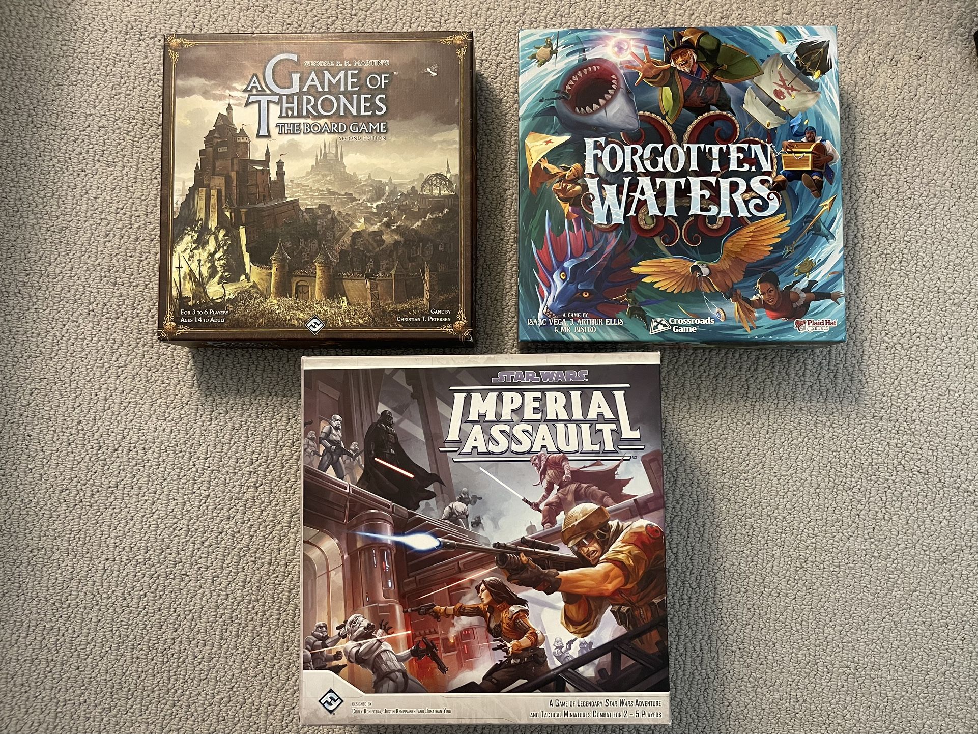 Board Games (Forgotten Waters, Star Wars Imperial Assault, Game Of Thrones)