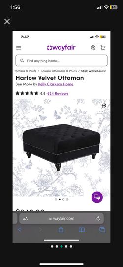 Black velvet ottoman
