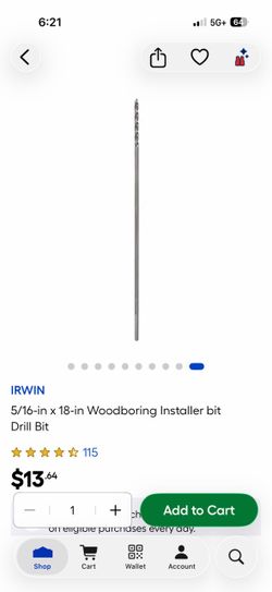 Irwin 5/16-in x 18-in Woodboring Installer Drill Bit