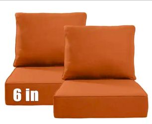 Pocassy 22 in. W x 24 in. D x 6 in. Thick Square 4-Piece Deep Seating Outdoor Lounge Chair Orange Cushion
