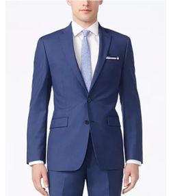 Calvin Klein X-fit solid slim fit two piece jacket 36s and pants 30w30l blue
