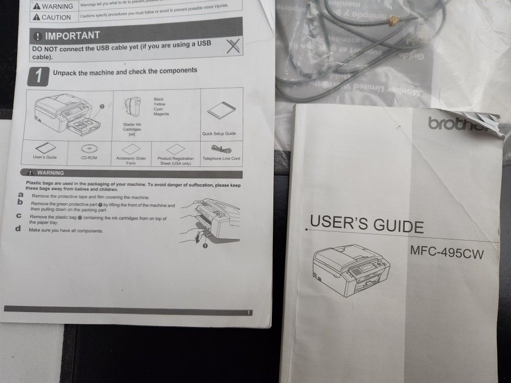 Brother MFC495CW Wireless Printer/Coper/Fax Machine and Ink for Sale