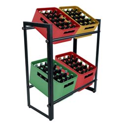 Water Bottle Organizer Drinks Crate Holder Storage Rack Metal Free Standing Soda Drink Beverage Crate Storage Shelf Wine Rack for Pantry Kitchen Party