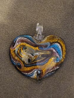 Heart Shape Lucite Swirl Colored Large Pendant Glass Charm