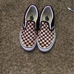 Vans Shoes White And A Reddish Color